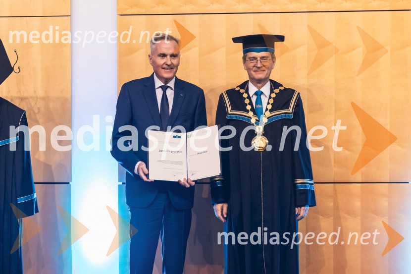 izr. prof. dr. Bojan Rosi, dekan, Fakulteta za logistiko, Univerza v Mariboru; prof. dr. Zdravko Kačič, rektor Univerze v MariboruDan Univerze v Mariboru 2025