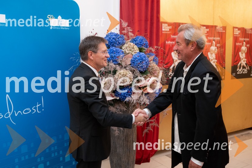 prof. dr. Zdravko Kačič, pomočnik rektorja Univerze v Mariboru;  Vladimir  Rukavina Gogo, direktor Narodnega doma Maribor ter direktor Festivala Lent Univerza v Mariboru odlikovana z redom za zasluge