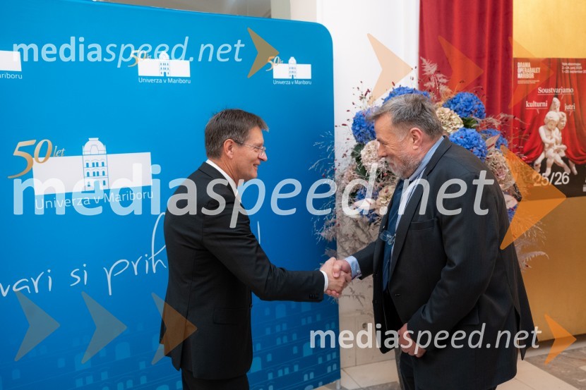 prof. dr. Zdravko Kačič, pomočnik rektorja Univerze v Mariboru;  Leon Cizelj, direktor Inštitut ''Jožefa Stefan'' Univerza v Mariboru odlikovana z redom za zasluge