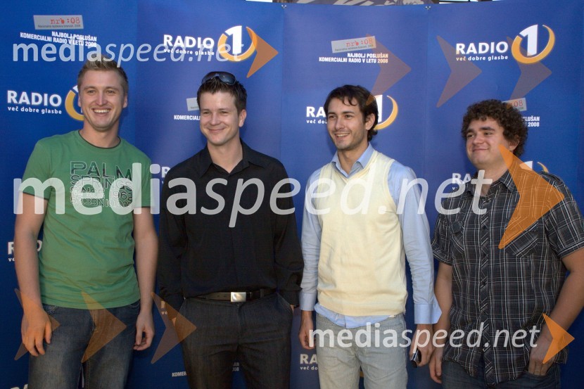 Denis Avdič, moderator Radia 1, Boštjan Romih, TV ter radijski voditelj, Gregor Bolčina, moderator Radia 1 in Luka Bregar, moderator Radia 1V višave, premiera risanega filma
