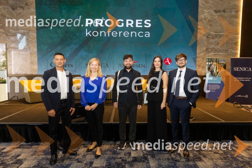  Boštjan Vuga, arhitekt;  Katarina Konda, Mestna občina Ljubljana;  Aleksander Vujović, arhitekt, studio SUPA;  Maša Kramar, Odvetniška pisarna Senica & partnerji, d.o.o;  Matija Urankar, Odvetniška pisarna Senica & partnerji, d.o.oPROGRES konferenca 2025