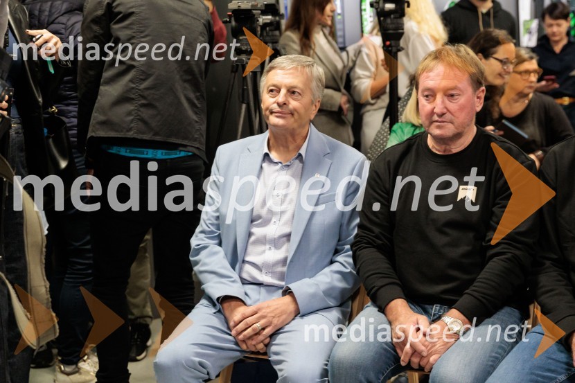  Ciril Globočnik, župan občine Radovljica;  Bojan Križaj, nekdanji smučarIngemar Stenmark in Bojan Križaj ob 80 letnici Elana