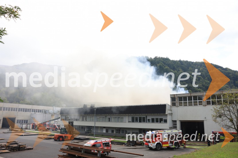 Požar v Rušah, gorelo podjetje ECOM