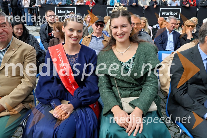  Maruša Mukenauer, Vina Mukenauer, Mariborska vinska kraljica 2023 - 2025;  Nina  Polanec, 28. Vinska kraljica Slovenije 2025Svečana trgatev najstarejše trte 2025 in razglasitev vinske kraljice