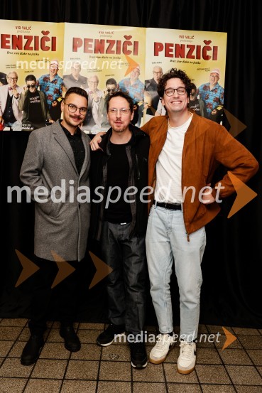  Alen Mastnak, stand up komik;  Alen Borišek, stand up komik;  Dino Kapetanovič, stand up komikPenziči, medijska premiera predstave Vida Valiča