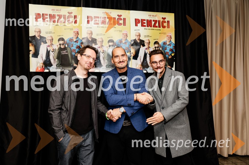 Alen Borišek, stand up komik;  Vid  Valič, stand-up komik, voditelj;  Alen Mastnak, stand up komikPenziči, medijska premiera predstave Vida Valiča