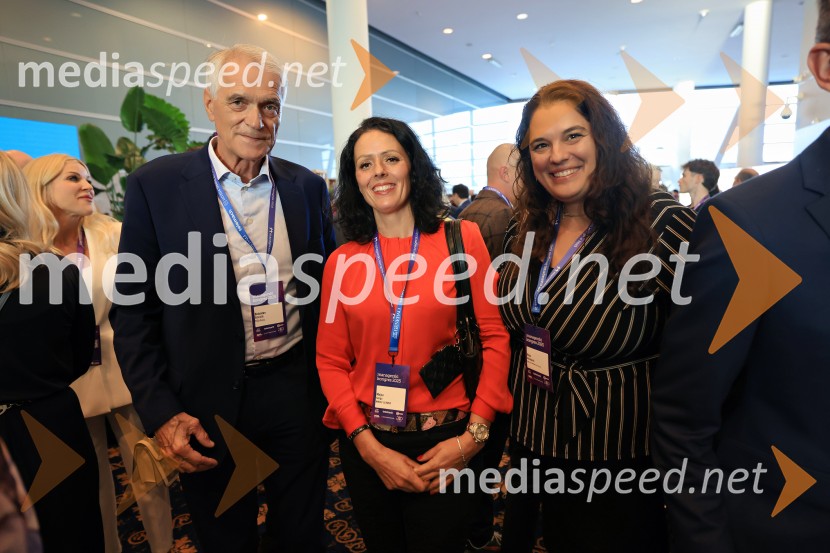  Slobodan Sibinčič , generalni sekretar Evropskega združenja poslovnih medijev, predsednik sveta Managerskih koncertov, Švedski generalni častni konzul;  Mojca Sergo;  Maja MaleševičManagerski kongres 2025, prvi dan