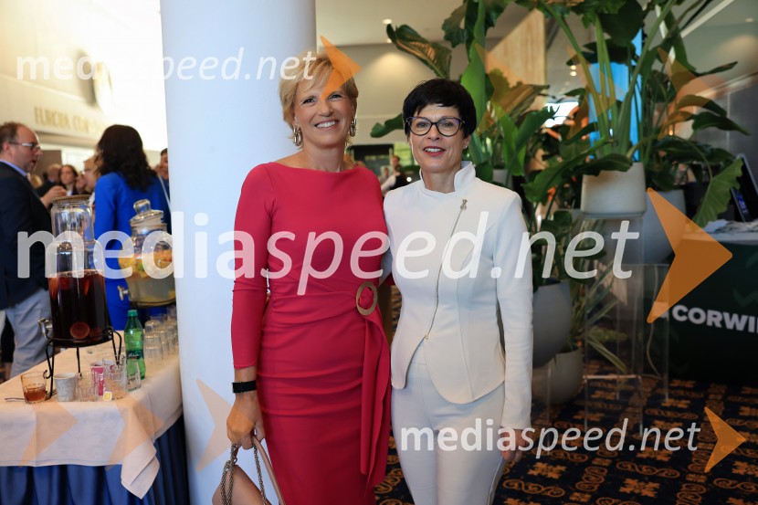  Aleša Mižigoj, direktorica Medex, d. o. o.;  Marta Kos Marko, evropska komisarkaManagerski kongres 2025, prvi dan