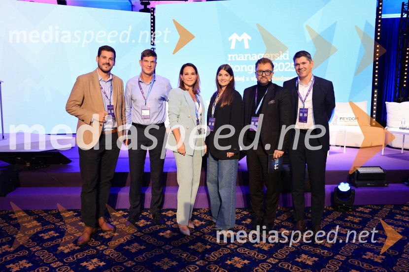  Martin Jezeršek, generalni direktor Jezeršek d.o.o.;  Blaž Strle, BE-Terna skupina;  Maja  Strnad Cestar, generalna direktorica, Medis;  Petra Parovel, lastnica, Swy brand d.o.o.;  Žiga Vavpotič, podjetnik;  Boštjan Jerončič, Incom LeoneManagerski kongres 2025, prvi dan