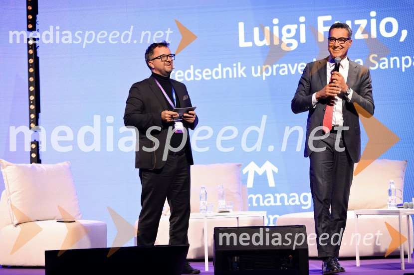  Žiga Vavpotič, podjetnik;  Luigi Fuzio, predsednik uprave, Intesa Sanpaolo BankManagerski kongres 2025, prvi dan