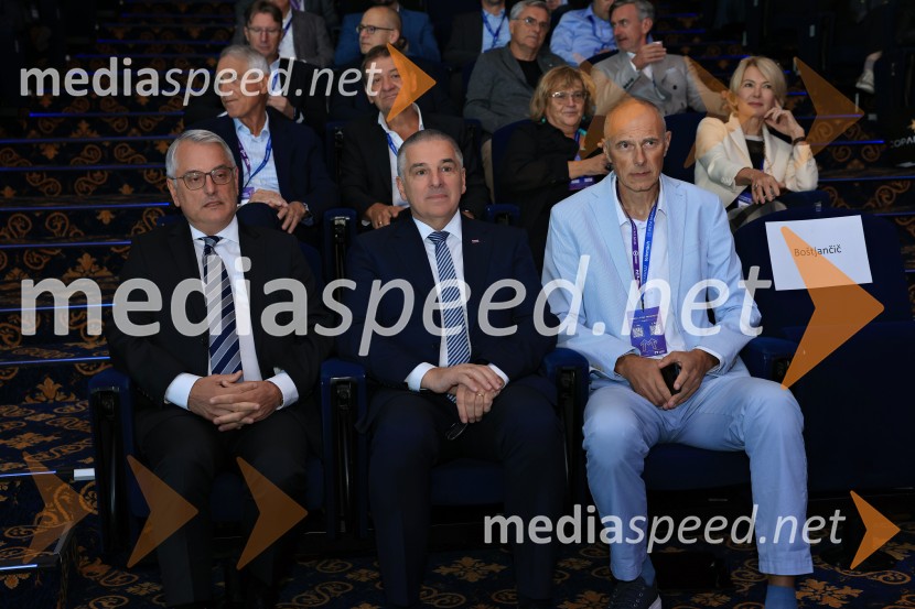  Matjaž Han, minister za gospodarstvo, turizem in šport;  Marko Lotrič, predsednik, Državni svet; mag. Iztok Seljak, predsednik, Združenje ManagerManagerski kongres 2025, drugi dan