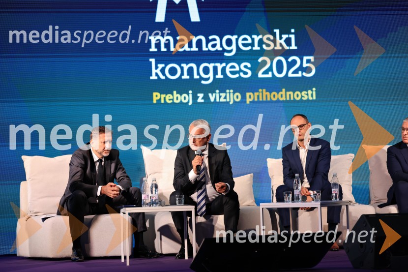  Klemen Boštjančič, minister za finance;  Matjaž Han, minister za gospodarstvo, turizem in šport;  Anže Logar, predsednik stranke Demokrati, poslanec Državnega zbora Republike SlovenijeManagerski kongres 2025, drugi dan