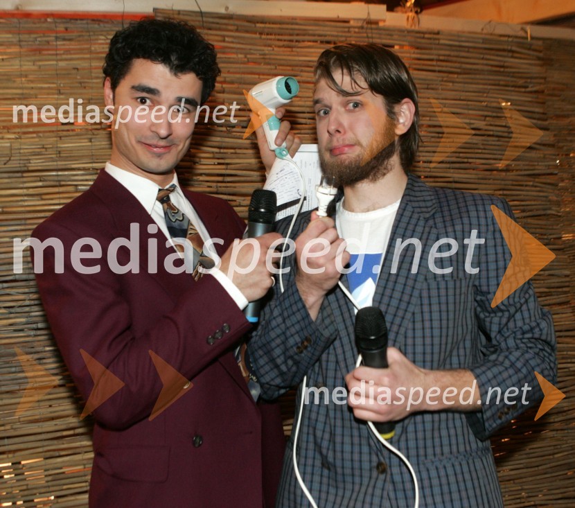 Miran Camplin - Cepo in Primož Dani, humorista in člana skupine D'kwashen retasyPodalpski večer, snemanje nove oddaje na Net Tv