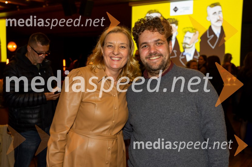 dr. Alenka Kepic Mohar, glavna urednica Mladinske knjige in direktorica Cankarjeve založbe;  Luka Marcen, režiserCankarjeva založba praznovala 80 let