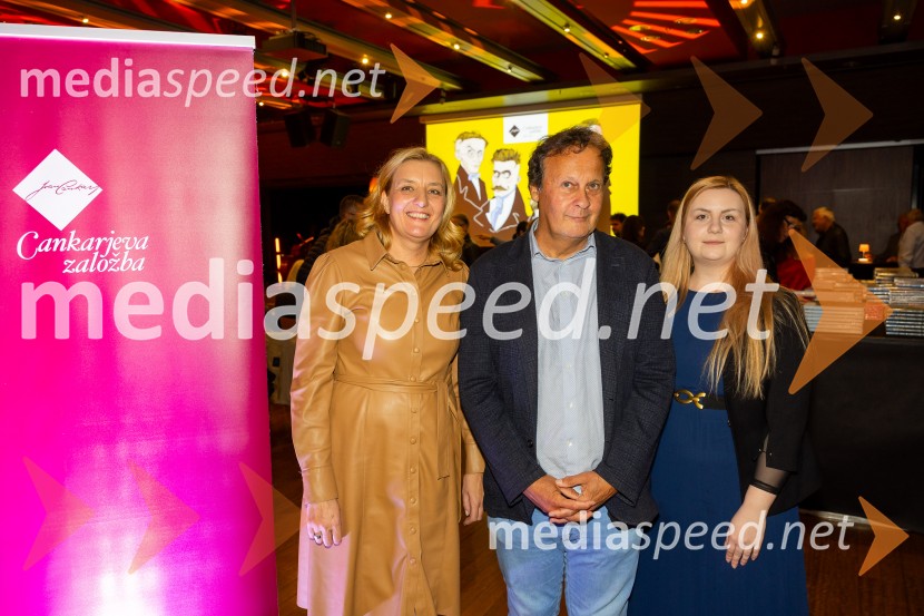 dr. Alenka Kepic Mohar, glavna urednica Mladinske knjige in direktorica Cankarjeve založbe;  Andrej Blatnik, pisatelj;  ... Cankarjeva založba praznovala 80 let