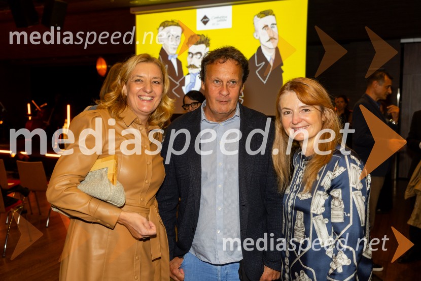 dr. Alenka Kepic Mohar, glavna urednica Mladinske knjige in direktorica Cankarjeve založbe;  Andrej Blatnik, pisatelj; mag. Mateja Jesenek, predsednica uprave Skupine Mladinska knjigaCankarjeva založba praznovala 80 let