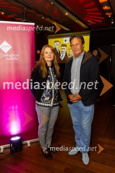 mag. Mateja Jesenek, predsednica uprave Skupine Mladinska knjiga;  Andrej Blatnik, pisateljCankarjeva založba praznovala 80 let