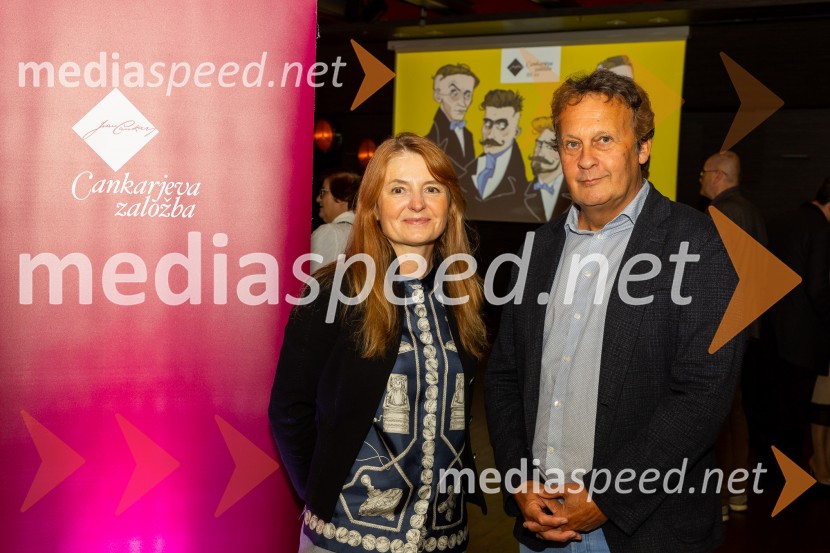 mag. Mateja Jesenek, predsednica uprave Skupine Mladinska knjiga;  Andrej Blatnik, pisateljCankarjeva založba praznovala 80 let