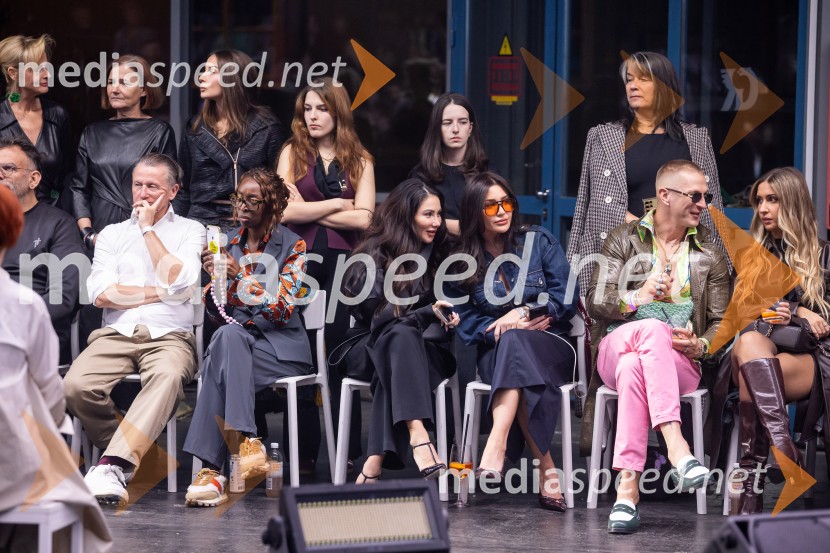  ... ;  ... ;  ... ;  ... ;  Nina Medvešek, FDV;  Ivana Djilas, režiserka;  ... ;  Klemen Slakonja, igralec, komik in TV voditeljFashion Week 2025, tretji dan postregel z eksplozijo mladostne ustvarjalnosti