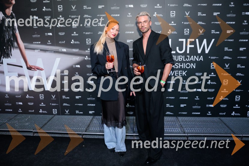  Nika Šoštarič, dramaturginja;  Aleš Ugovšek, M Sora, d. d.Fashion Week 2025, tretji dan postregel z eksplozijo mladostne ustvarjalnosti