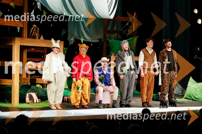  Vesna  Jevnikar, igralka;  Vesna Pernarčič, igralka;  Aljoša Ternovšek, igralec;  Borut  Veselko, igralec;  Peter Alojz Marn;  Miha Rodman, igralecPu, otroška premiera v Prešernovem gledališču Kranj