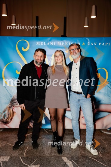  Žiga  Gombač, urednik HITRADIA CENTER in jutranji voditelj ROCK RADIA;  Lucija Vrankar, radio FRAJER, televizijska voditeljica, ;  Gregor Memedović, direktor skupine NEXT MEDIA (HITRADIO CENTER, ROCK RADIO, RADIO FRAJER, RADIO JUBOKS IN RADIO ENTER) Sam prjatla, premiera komedije Melani Mekicar in Žan Papič