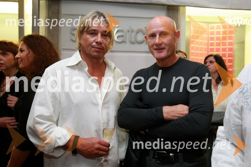 Matjaž Jandl in Emil Šarkanj, lastnik galerije HestCartier, odprtje trgovine