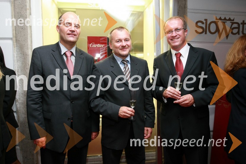 Matej Bregant, Slowatch, Franc Kangler, župan Mestne občine Maribor in Matjaž Šteblaj, SlowatchCartier, odprtje trgovine