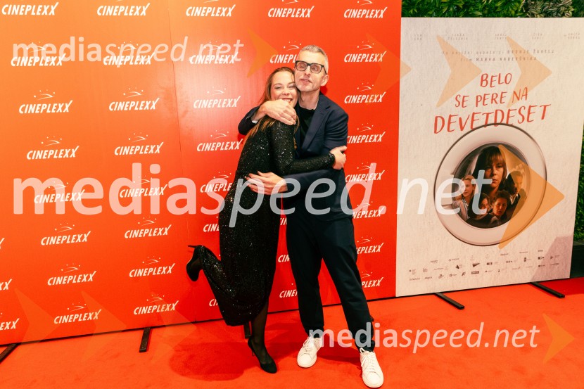  Lea Cok, igralka;  Aleš Pavlin, Perfo ProductionBelo se pere na 90, premiera filma v Cineplexxu