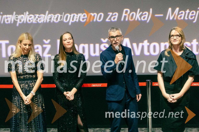  Tjaša  Železnik, igralka;  Lea Cok, igralka;  Aleš Pavlin, Perfo Production;  Bronja Žakelj, pisateljicaBelo se pere na 90, premiera filma v Cineplexxu