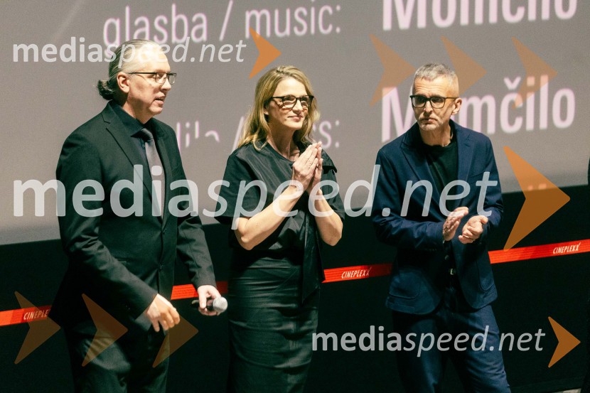  Marko  Naberšnik, režiser in scenarist;  Bronja Žakelj, pisateljica;  Aleš Pavlin, Perfo ProductionBelo se pere na 90, premiera filma v Cineplexxu