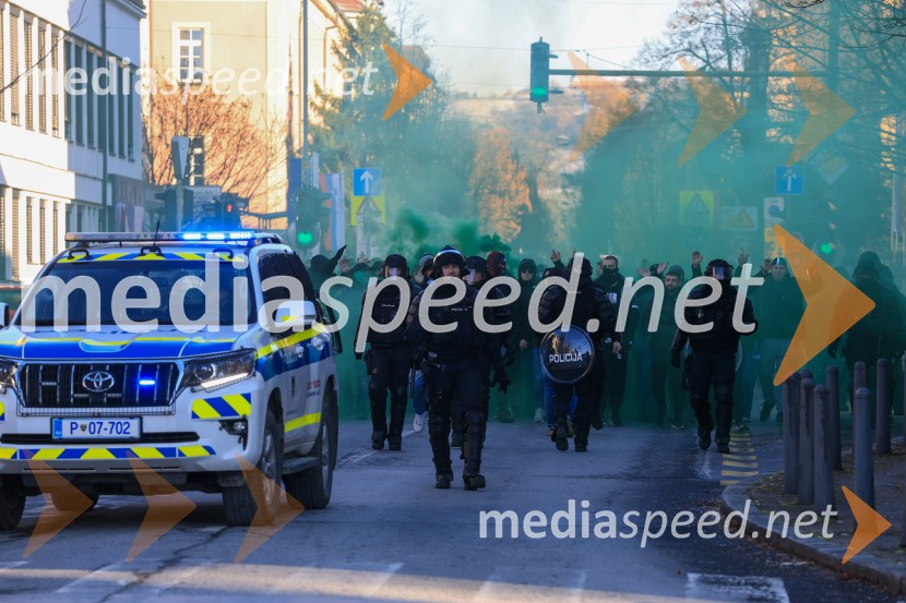 Prihod navijaške skupine Green dragonsDerbi v Ljudskem vrtu: Maribor in Olimpija brez zmagovalca pred 9.000 navijači