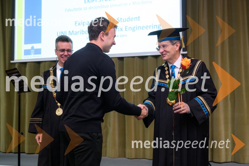 prof. dr. Matej Vesenjak, dekan, Fakulteta za strojništvo UM; prof. dr. Zdravko Kačič, rektor Univerze v MariboruDan Fakultete za strojništvo 2025