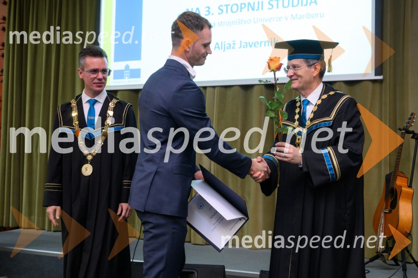 prof. dr. Matej Vesenjak, dekan, Fakulteta za strojništvo UM;  Srečko Vilar, podžupan mestne občine MariborDan Fakultete za strojništvo 2025