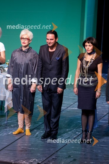 Jette Ostan Vejrup, igralka, Gašper Tič, igralec in Mirjam Korbar Žlajpah, igralkaReklame, seks in požrtija, premiera v MGL