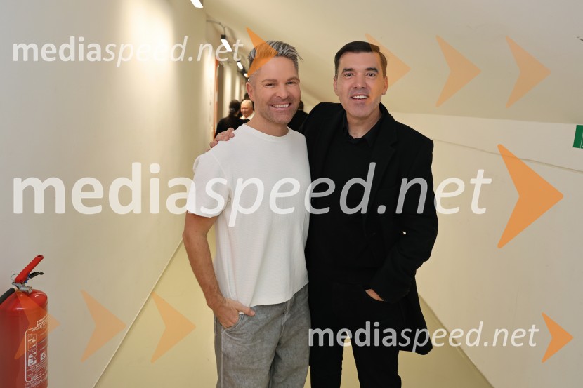  Sebastian Podgornik, pevec in plesalec;  Mario Galunič, TV voditeljSilvestrski pozdrav 2025, snemanje oddaje v Dvorani Tabor