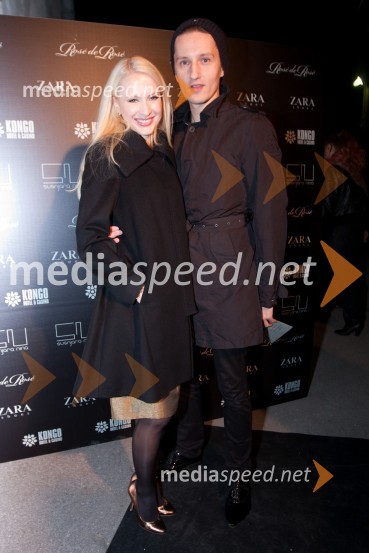 	Maja Ferme, modna oblikovalka in njen fant IgorNina Šušnjara, modna revija