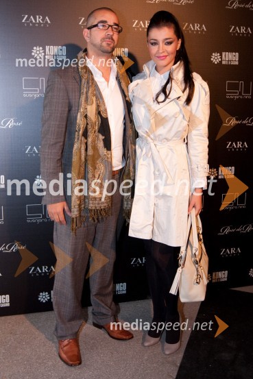 Sanja Grohar, pevka, manekenka in Miss Slovenije 2005 ter njen zaročenec Pedro Luis - SamiNina Šušnjara, modna revija