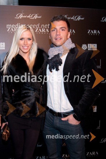 Maja Malnar, manekenka in Mišo Stevanovič, vodja lokala Glamour CafeNina Šušnjara, modna revija