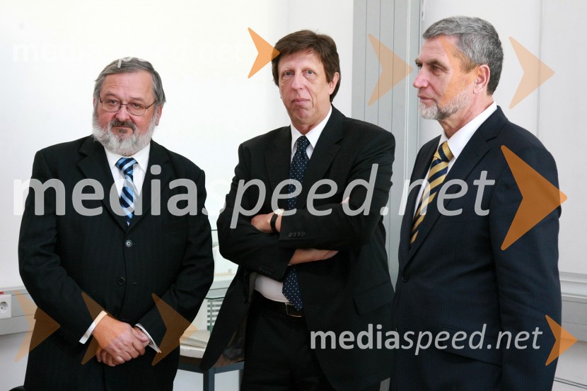 Prof. dr. Igor Tičar, dekan Fakultete za elektrotehniko, računalništvo in informatiko (FERI) UM, prof. dr. Željko Knez, dekan Fakultete za kemijo in kemijsko tehnologijo UM in  	prof. dr. Ludvik Trauner, dekan Fakultete za gradbeništvo UM
	 
	50. obletnica tehniških fakultet Univerze v Mariboru