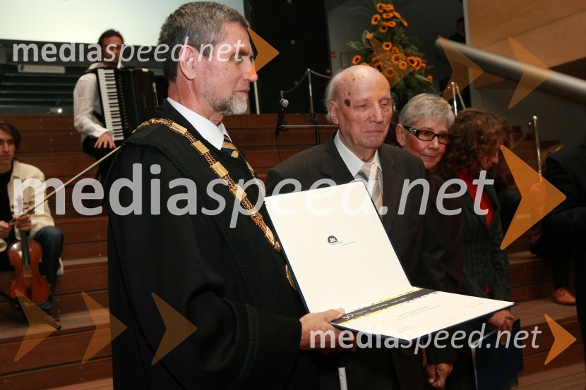 Prof. dr. Ludvik Trauner, dekan Fakultete za gradbeništvo UM in prof. Egon Žitnik50. obletnica tehniških fakultet Univerze v Mariboru