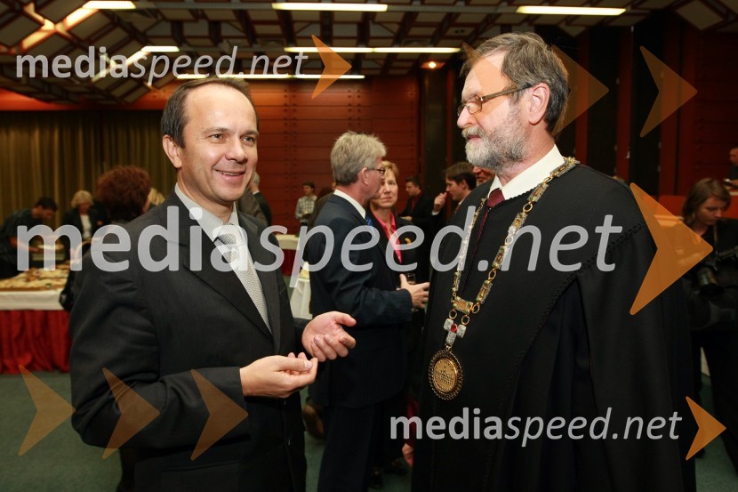 Mag. Branko Grims, poslanec DZ ter predsednik Odbora za visoko šolstvo, znanost in tehnološki razvoj DZ RS in prof. dr. Ivan Rozman, rektor Univerze v Mariboru50. obletnica tehniških fakultet Univerze v Mariboru