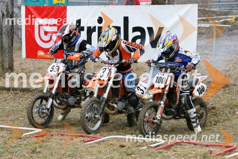 Miran Kovačič (AMD Trebnje), Rok Majerič (MK Slovenj Gradec) in Nik Škorja (AMD Feroda)MOTOKROS, 1. dirka za DP, Prilipe pri Brežicah