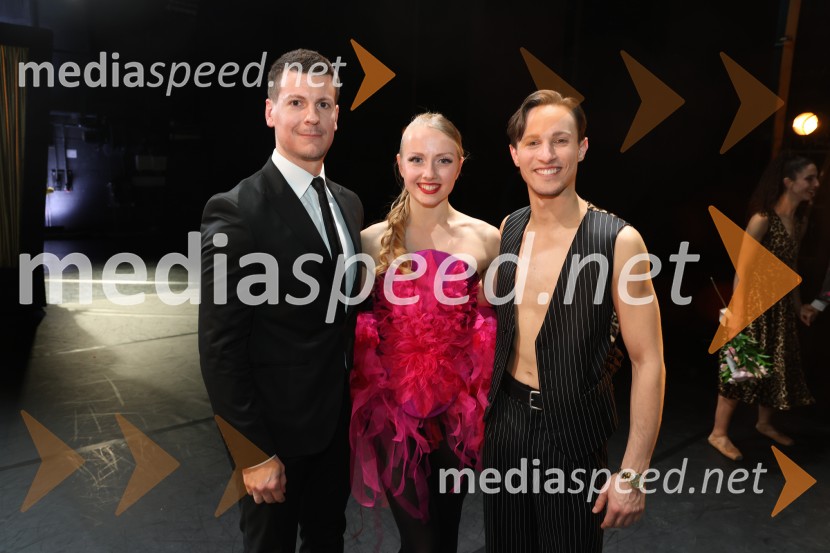  Jan Kovačič, generalni sekretar, Urad predsednice Republike Slovenije;  Mina Radaković, baletna plesalka;  Davide Buffone, baletni plesalecTramvaj Poželenje, svetovna premiera baleta, SNG Maribor