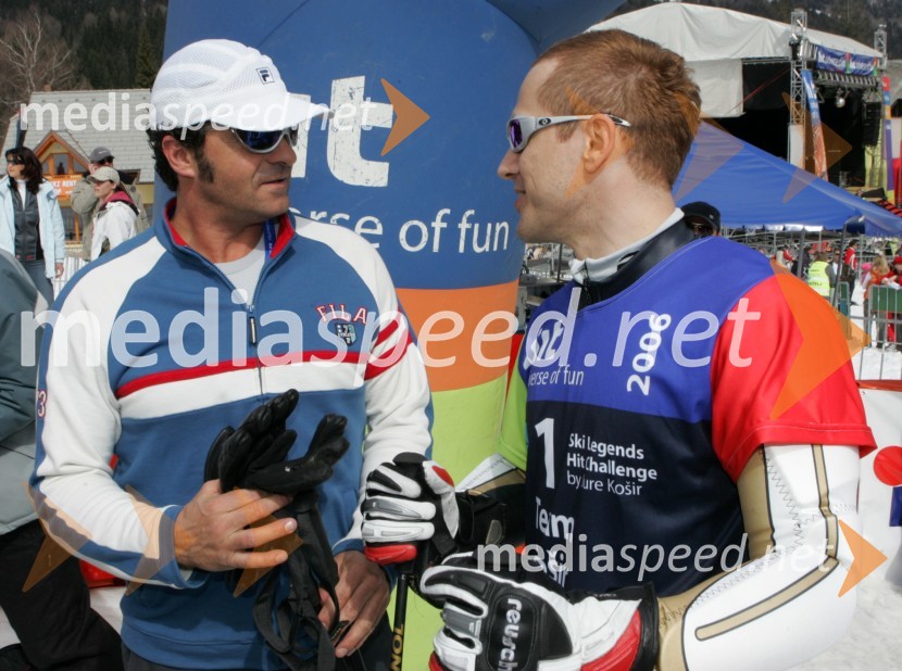 Alberto Tomba in Jure KoširJure Košir, poslovilna tekma