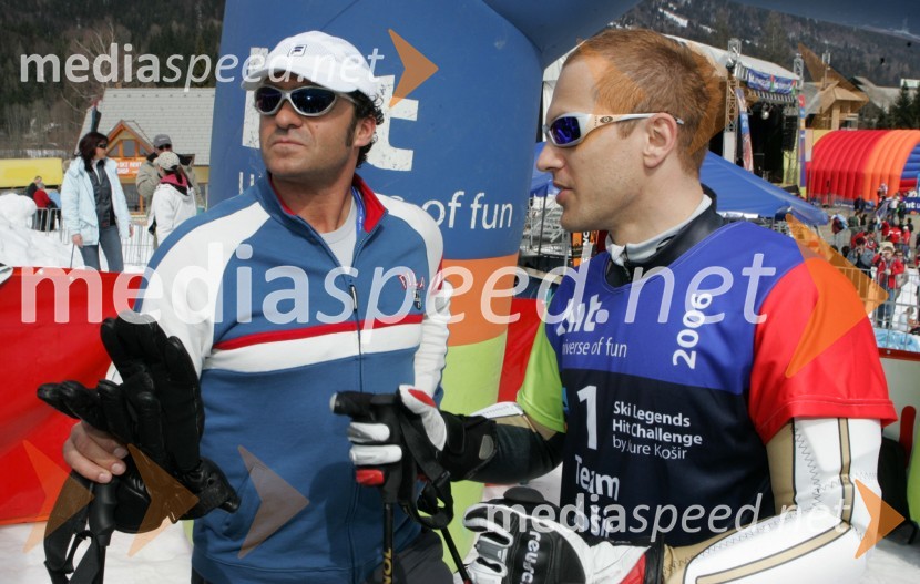 Alberto Tomba in Jure KoširJure Košir, poslovilna tekma