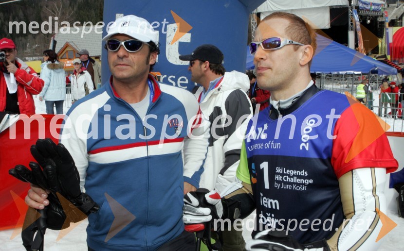 Alberto Tomba in Jure KoširJure Košir, poslovilna tekma