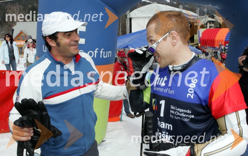 Alberto Tomba in Jure KoširJure Košir, poslovilna tekma