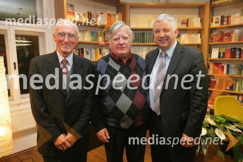 Milan Matos, predsednik nadzornega sveta Mladinske knjige Trgovine ter nekdanji direktor Mladinske knjige Založbe, Tone Partljič, pisatelj in Peter Tomšič, predsednik uprave Mladinske knjige ZaložbeMladinska knjiga, odprtje Mestne knjigarne Maribor