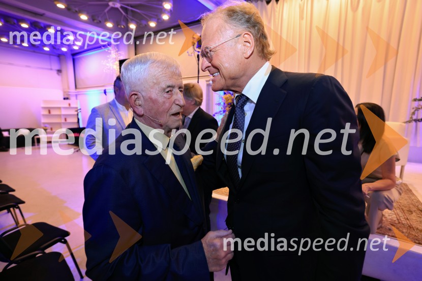 dr. Peter  Čeferin, pravnik, pisatelj;  Janez  Škrabec, direktor Riko d.o.o.Smeh na sodišču, predstavitev knjige Petra Čeferina